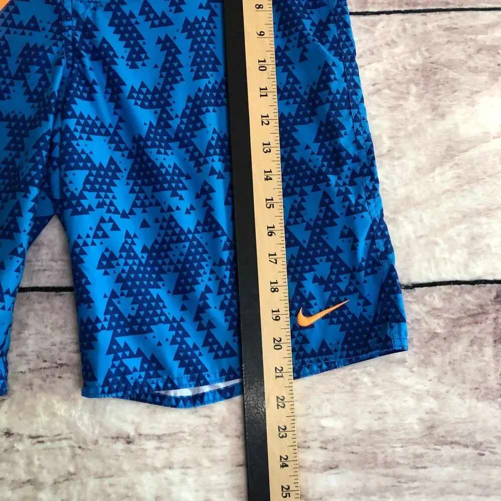 Vtg Nike Athletic Dept Board Shorts Mens M Blue Orange Drawstring Swim Trunks